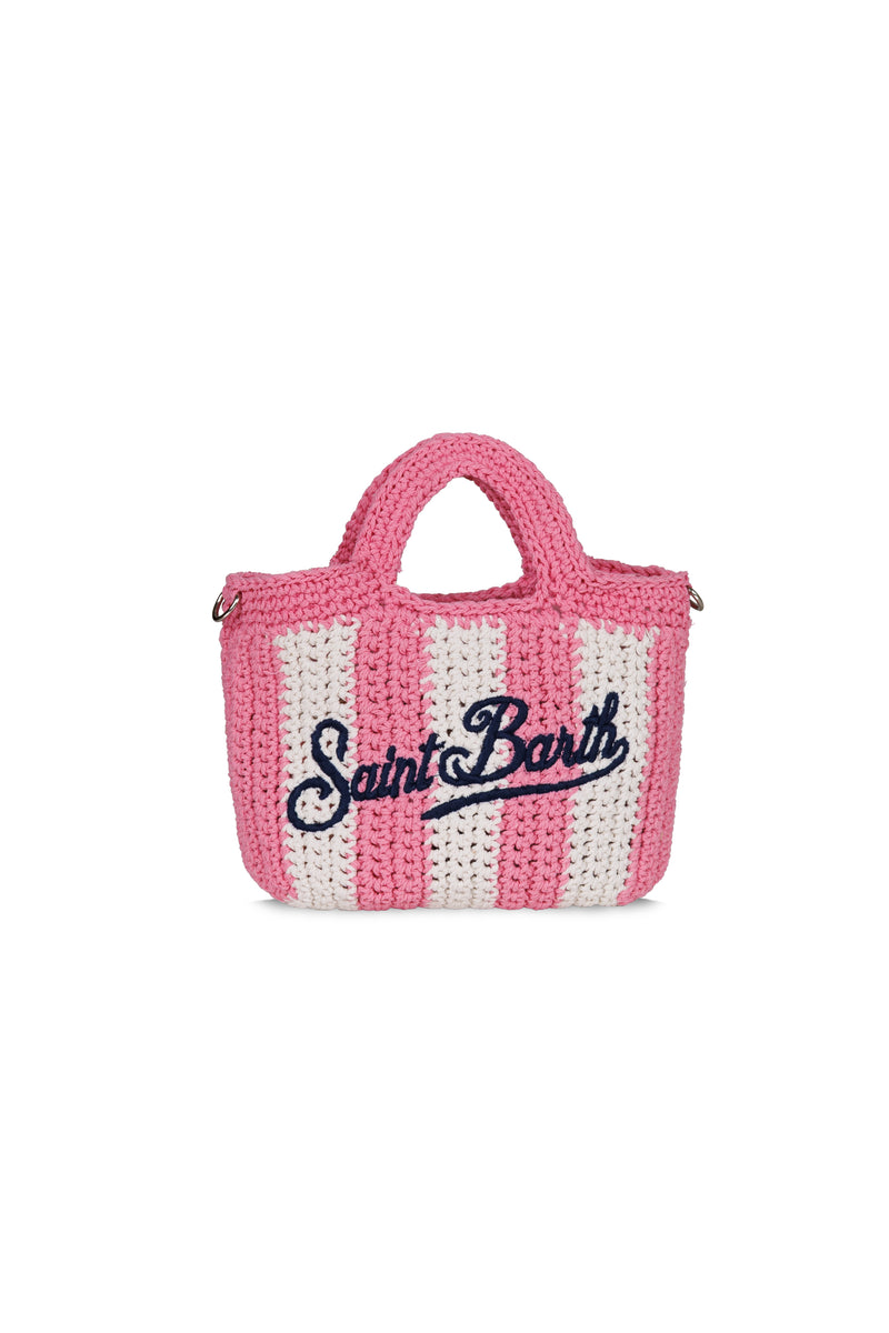 Crochet Bag Mini Pink Stripe