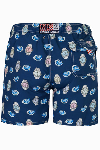 Gustavia Swim Shorts with Oysters and Watches Print