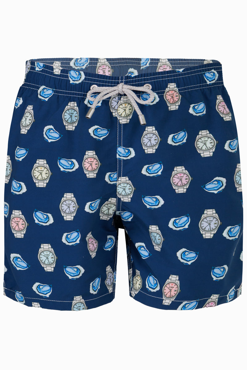 Gustavia Swim Shorts with Oysters and Watches Print