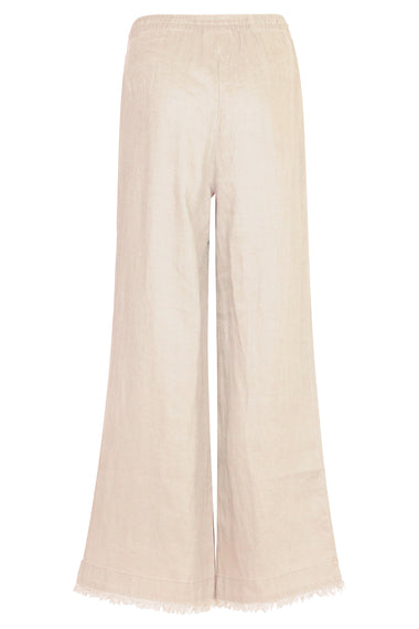 Irma Beige Linen Trousers with Frayed Hem