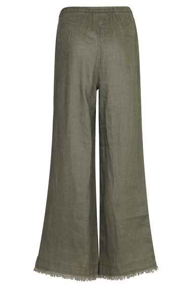 Irma Khaki Linen Trousers with Frayed Hem