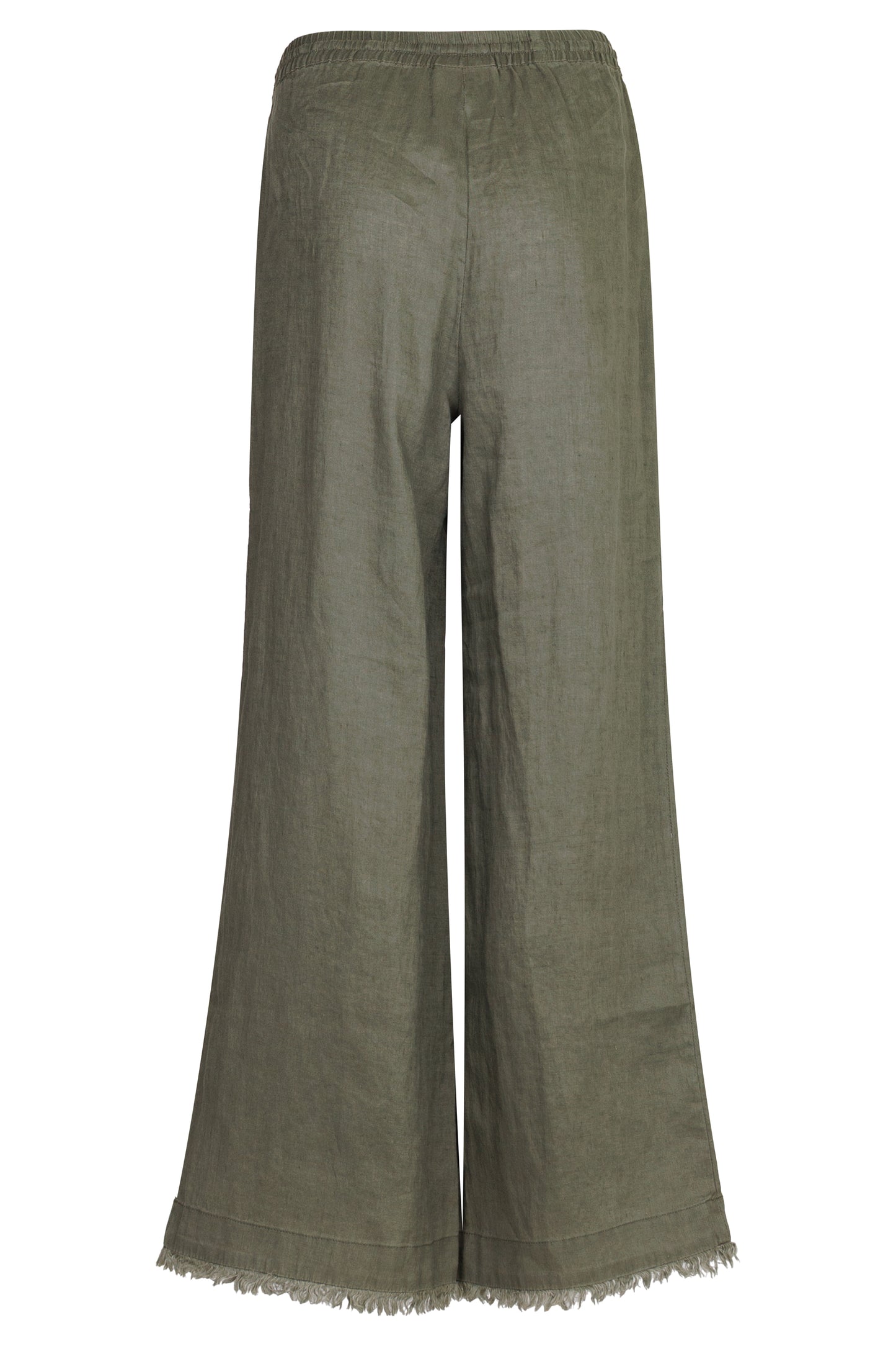Load image into Gallery viewer, Irma Khaki Linen Trousers with Frayed Hem
