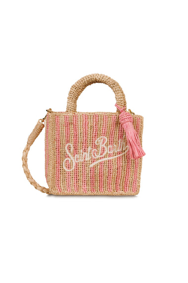 Mini Vanity Raffia Pink Stripes Bag