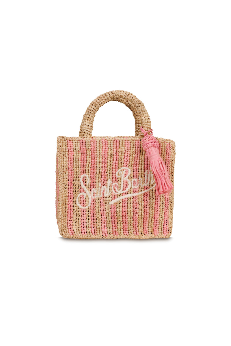 Mini Vanity Raffia Pink Stripes Bag