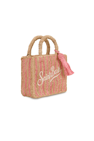 Mini Vanity Raffia Pink Stripes Bag