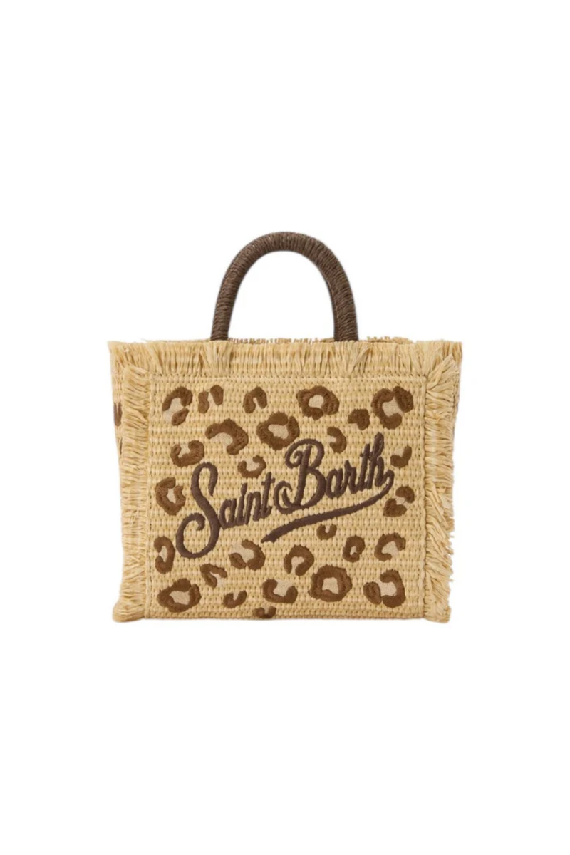 Mini Vanity Straw Leopard Bag