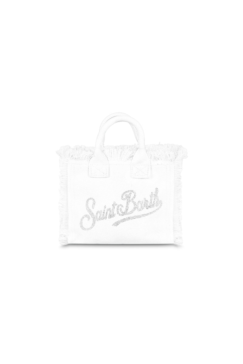 Mini Vanity with Rhinestone Logo White Bag
