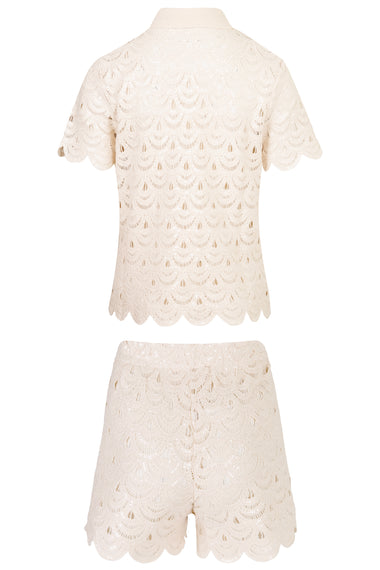 Monet and Meave Crochet Knit Set Sequins Beige