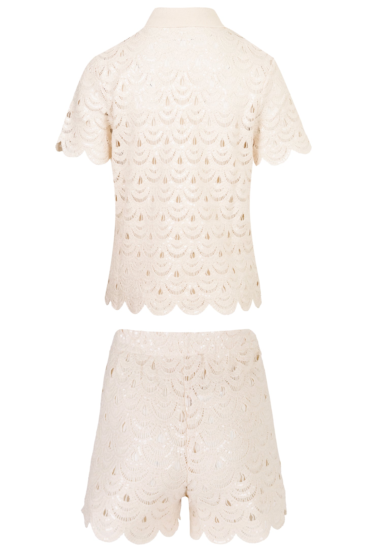 Load image into Gallery viewer, Monet and Meave Crochet Knit Set Sequins Beige
