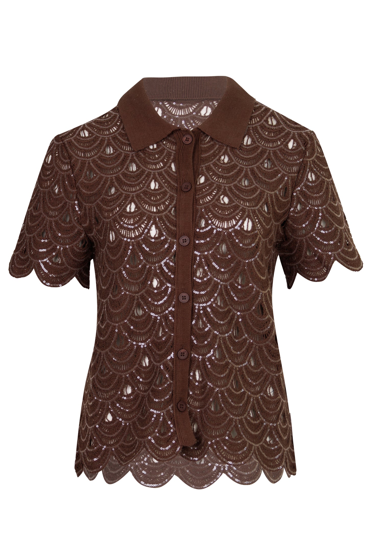 Load image into Gallery viewer, Monet and Meave Crochet Knit Set Sequins Brown
