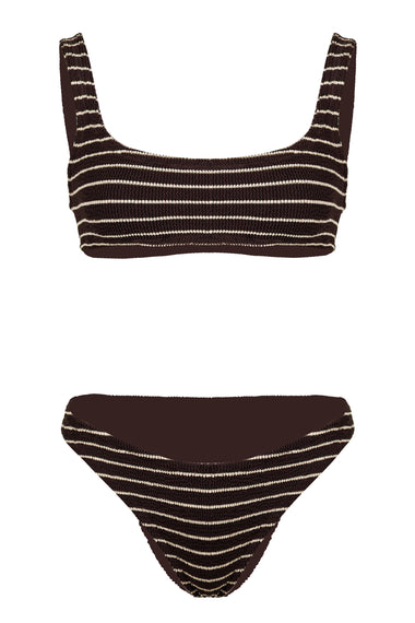Naima and Elise Crinkle Beach Stripes Bikini Chocolate