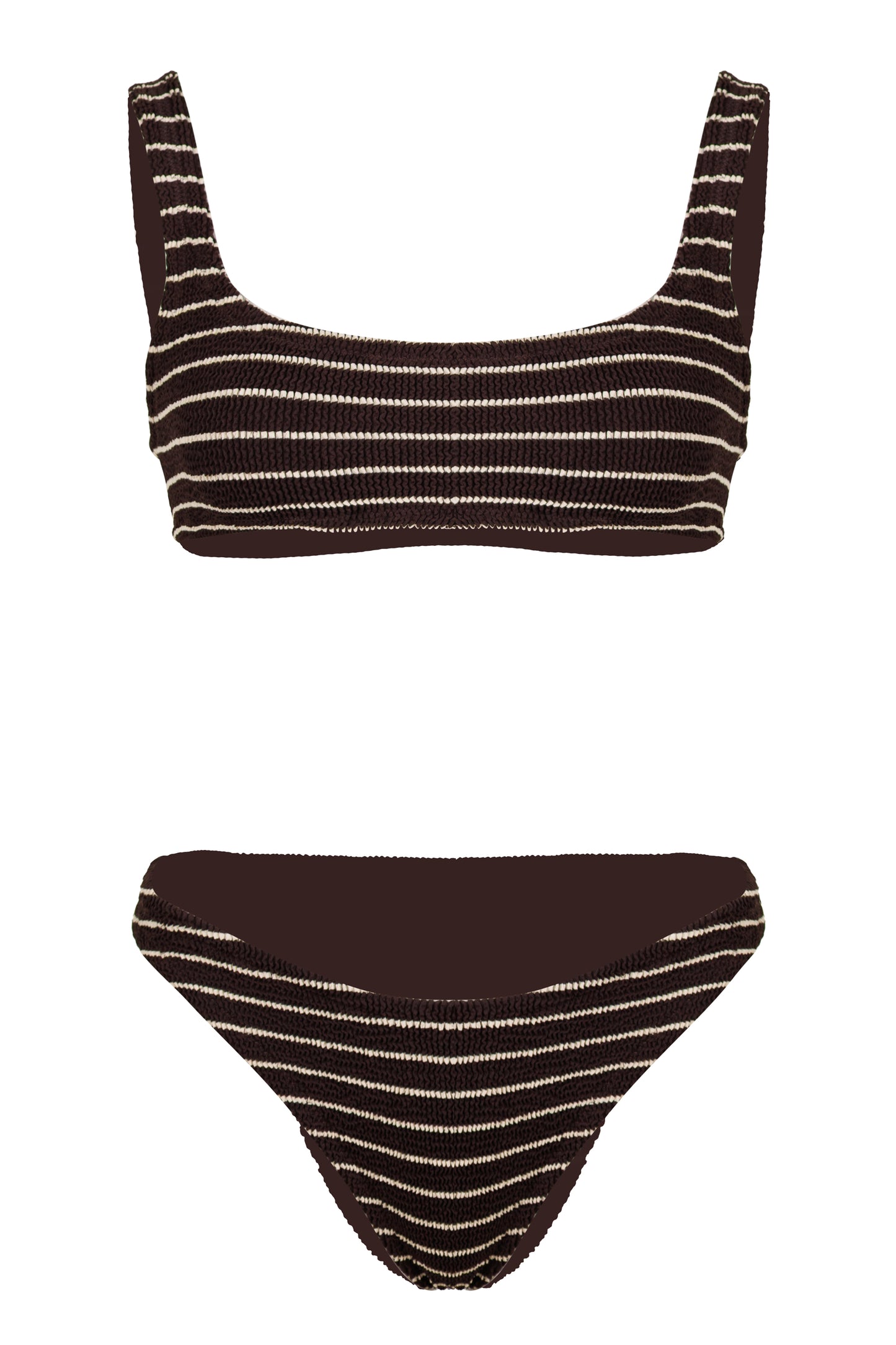 Load image into Gallery viewer, Naima and Elise Crinkle Beach Stripes Bikini Chocolate
