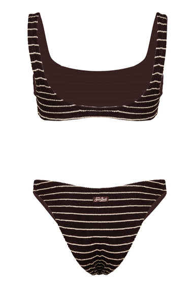 Naima and Elise Crinkle Beach Stripes Bikini Chocolate
