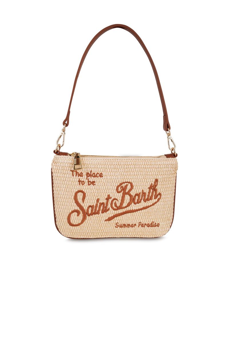 Parisienne Mini Straw Pouch Brown