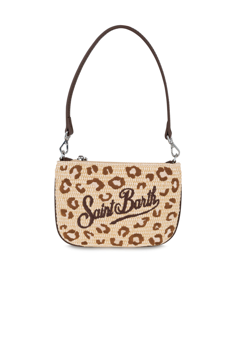 Parisienne Mini Straw Pouch Leopard