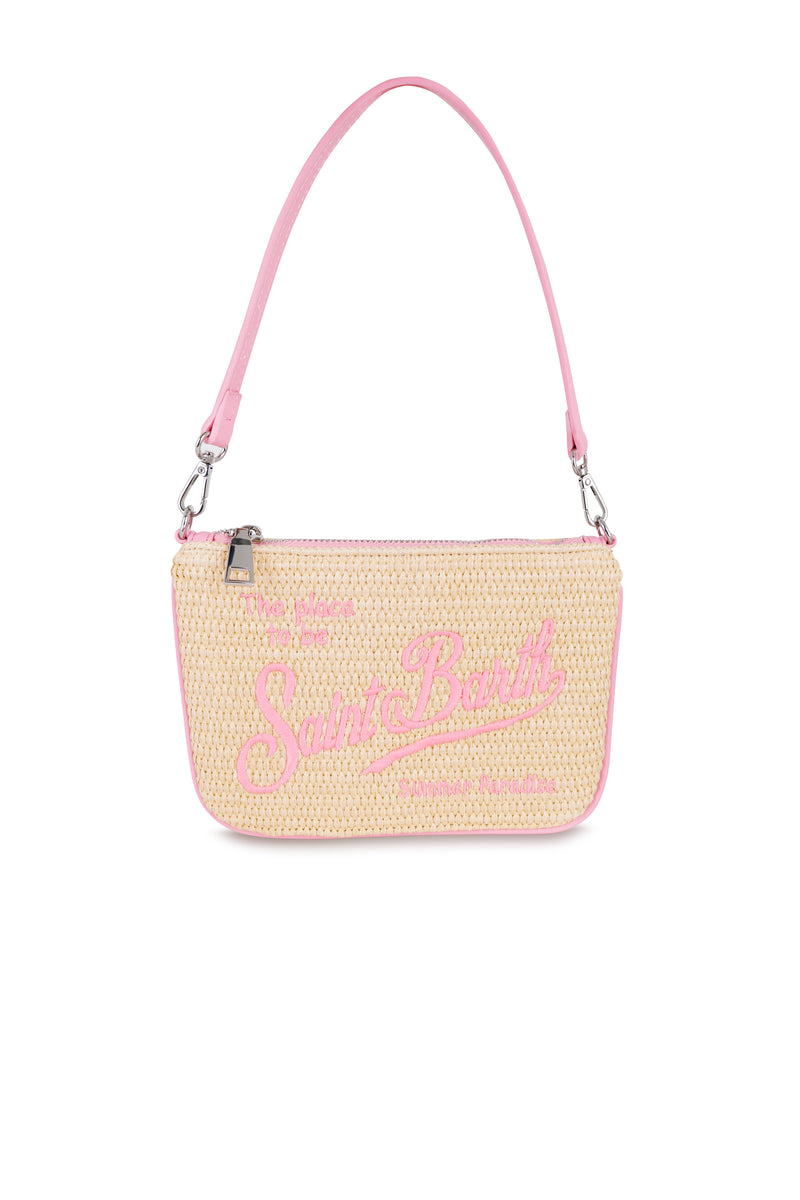 Parisienne Mini Straw Pouch Pink