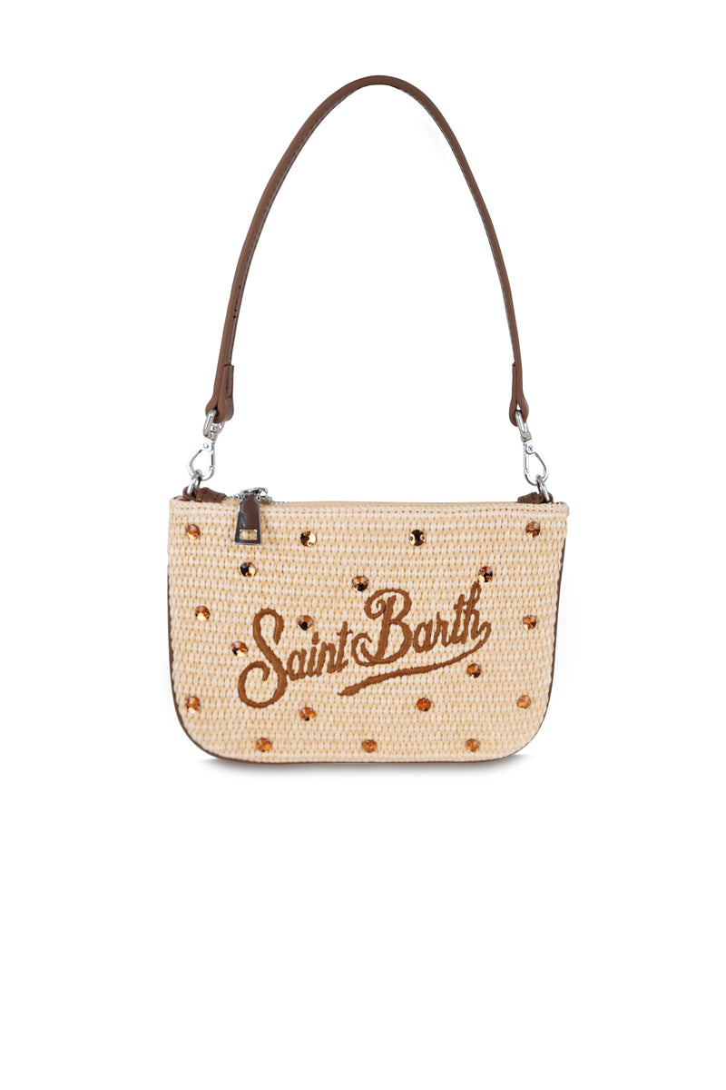 Parisienne Mini Straw Pouch with Rhinestone