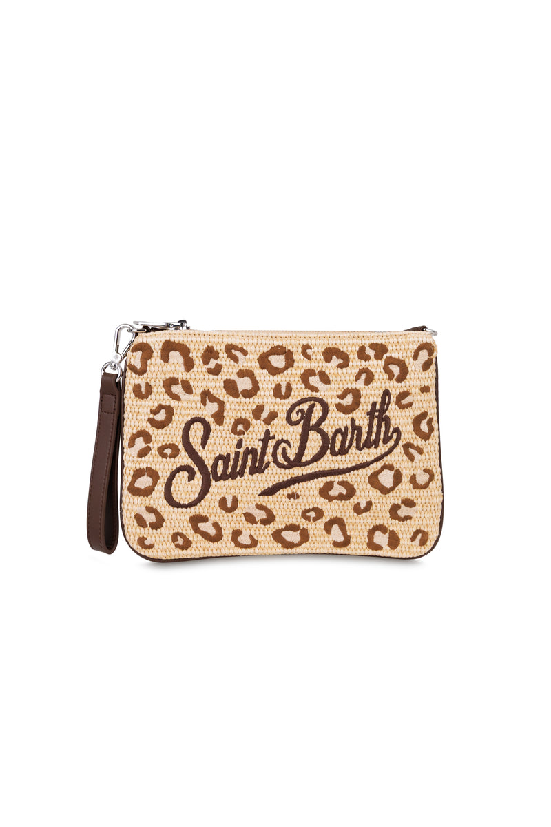 Parisienne Straw Leopard Pouch