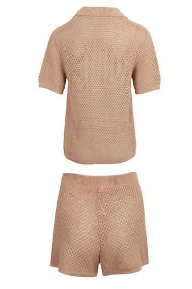 Pixie and Yvette Embroidered Knit Set Brown