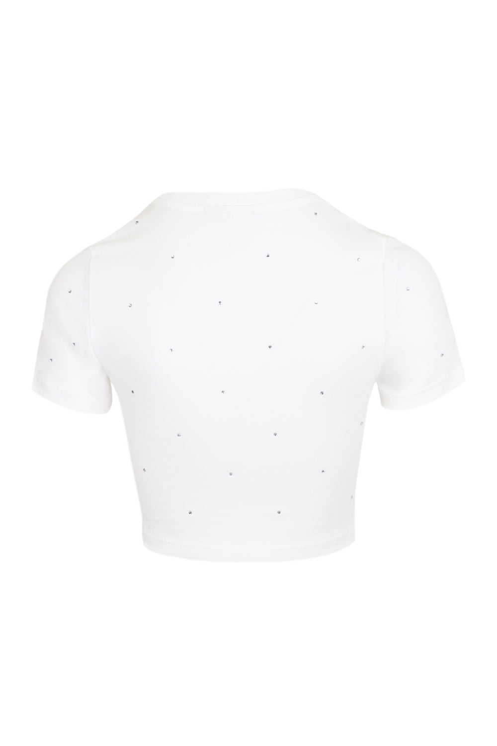 Load image into Gallery viewer, Nives Cotton T-shirt with Rhinestone Embellishment White
