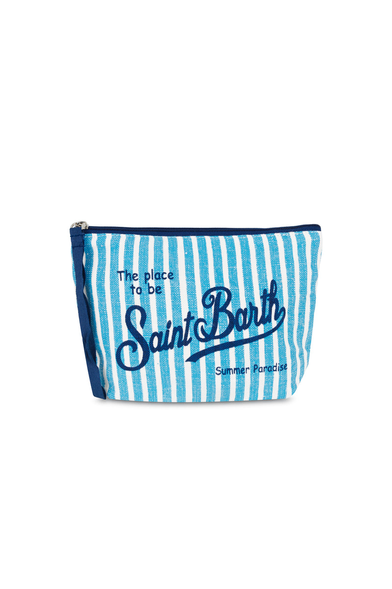 Aline Linen Pouch Blue Stripe