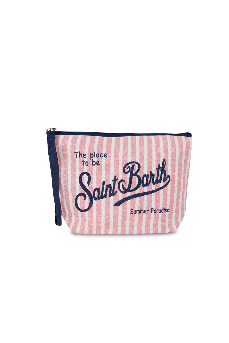 Aline Linen Pouch Pink Stripe
