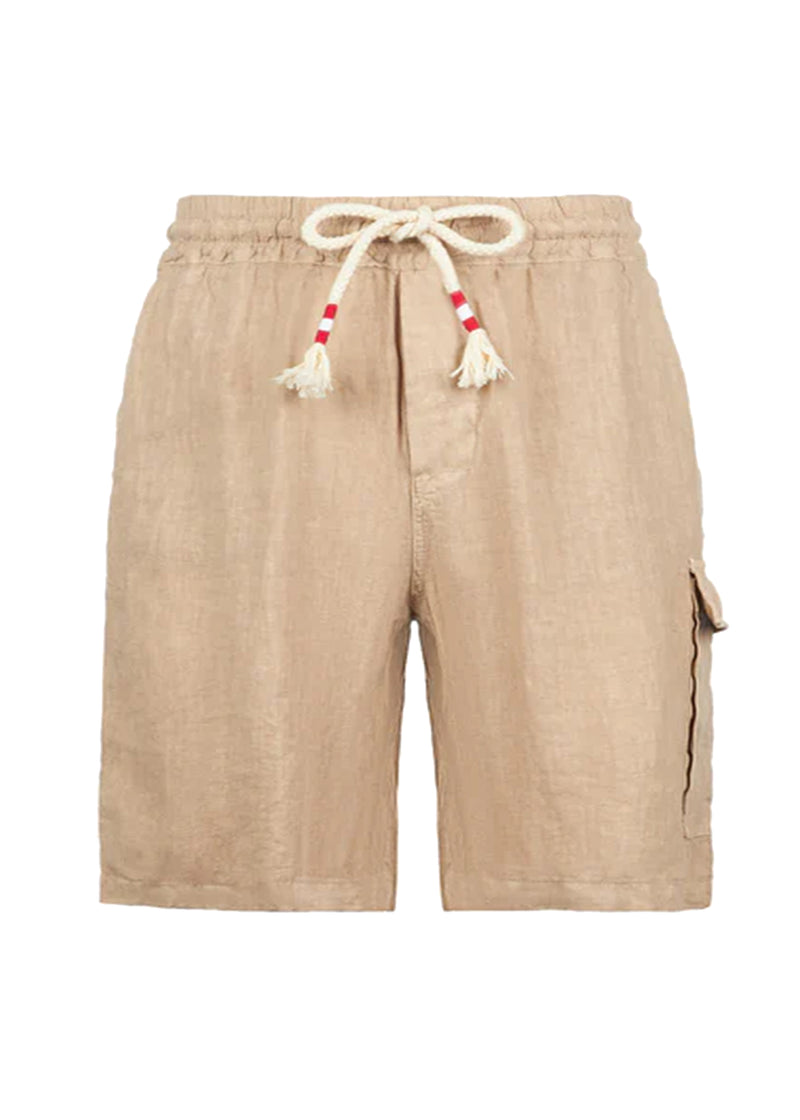 Beige Chinos with Side Linen Short