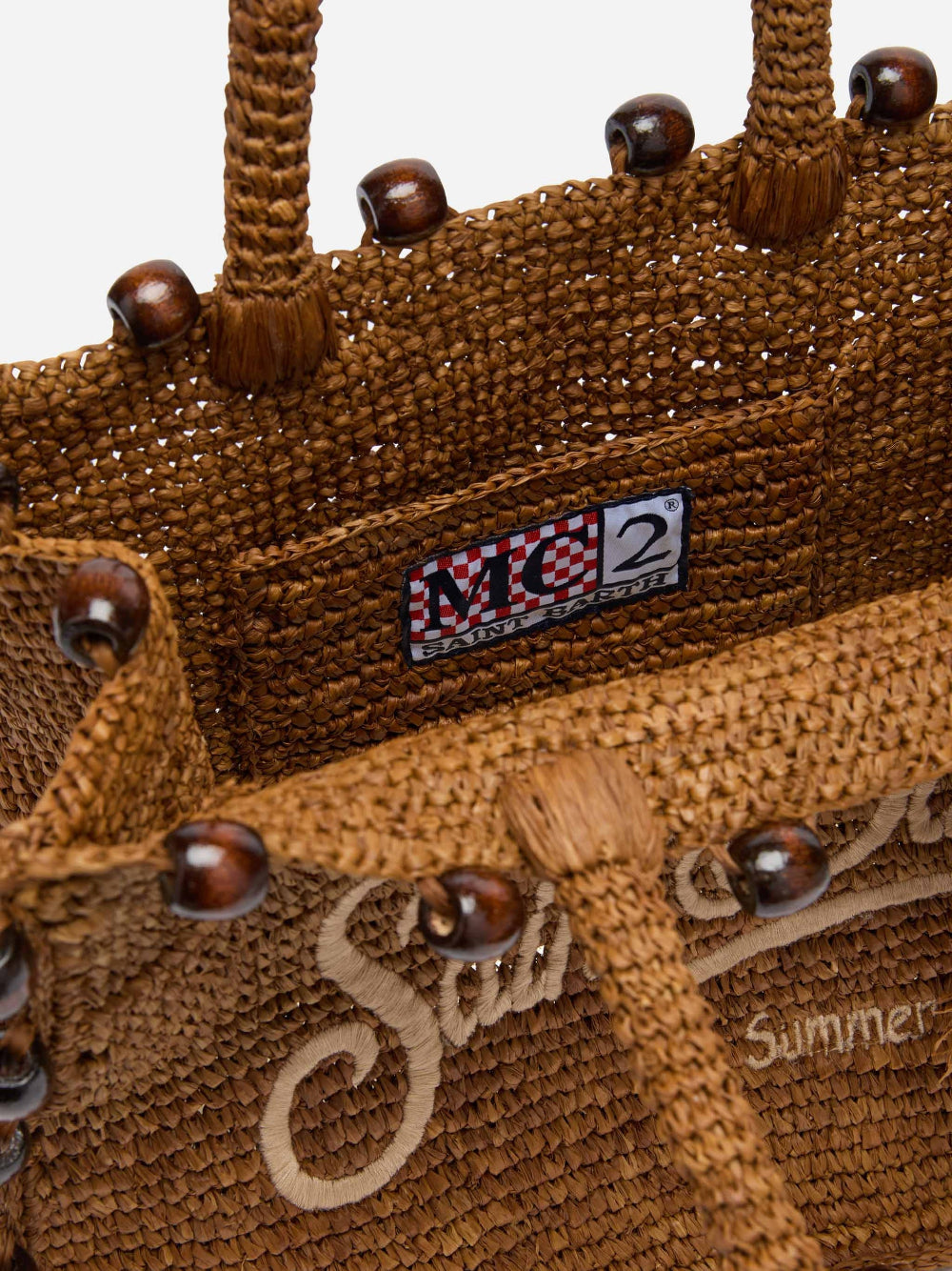 Load image into Gallery viewer, Colette Raffia Brown Bag with Beads and Logo Embroidery
