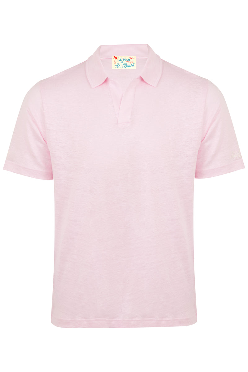 Fraser Linen Polo Pink