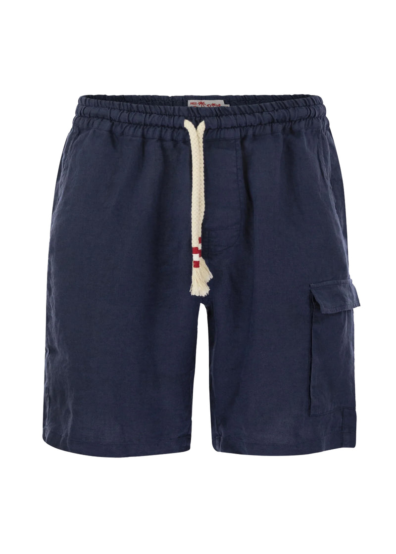 Marine Blue Bermuda Linen Short