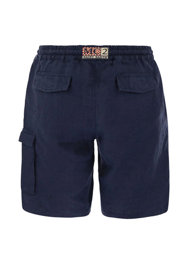Marine Blue Bermuda Linen Short - Shorts