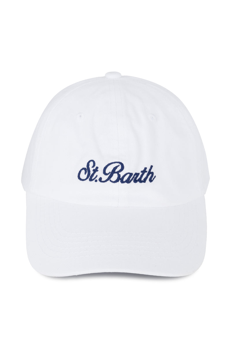 Davis White Baseball Cap with Embroidered Logo