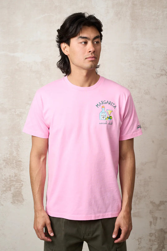 Cotton T-shirt with Embroidery and Margarita Social Club Print