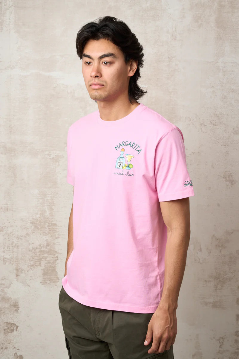 Load image into Gallery viewer, Cotton T-shirt with Embroidery and Margarita Social Club Print
