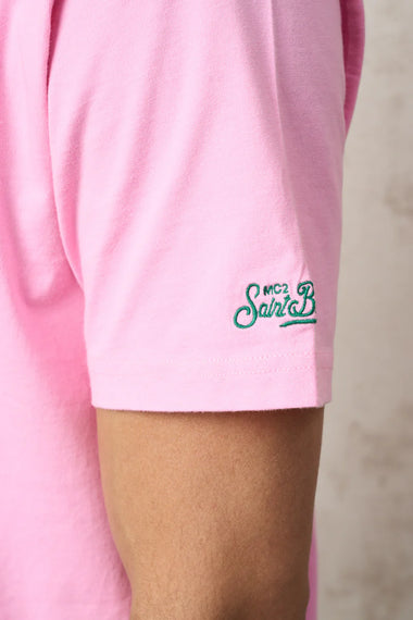 Cotton T-shirt with Embroidery and Margarita Social Club Print