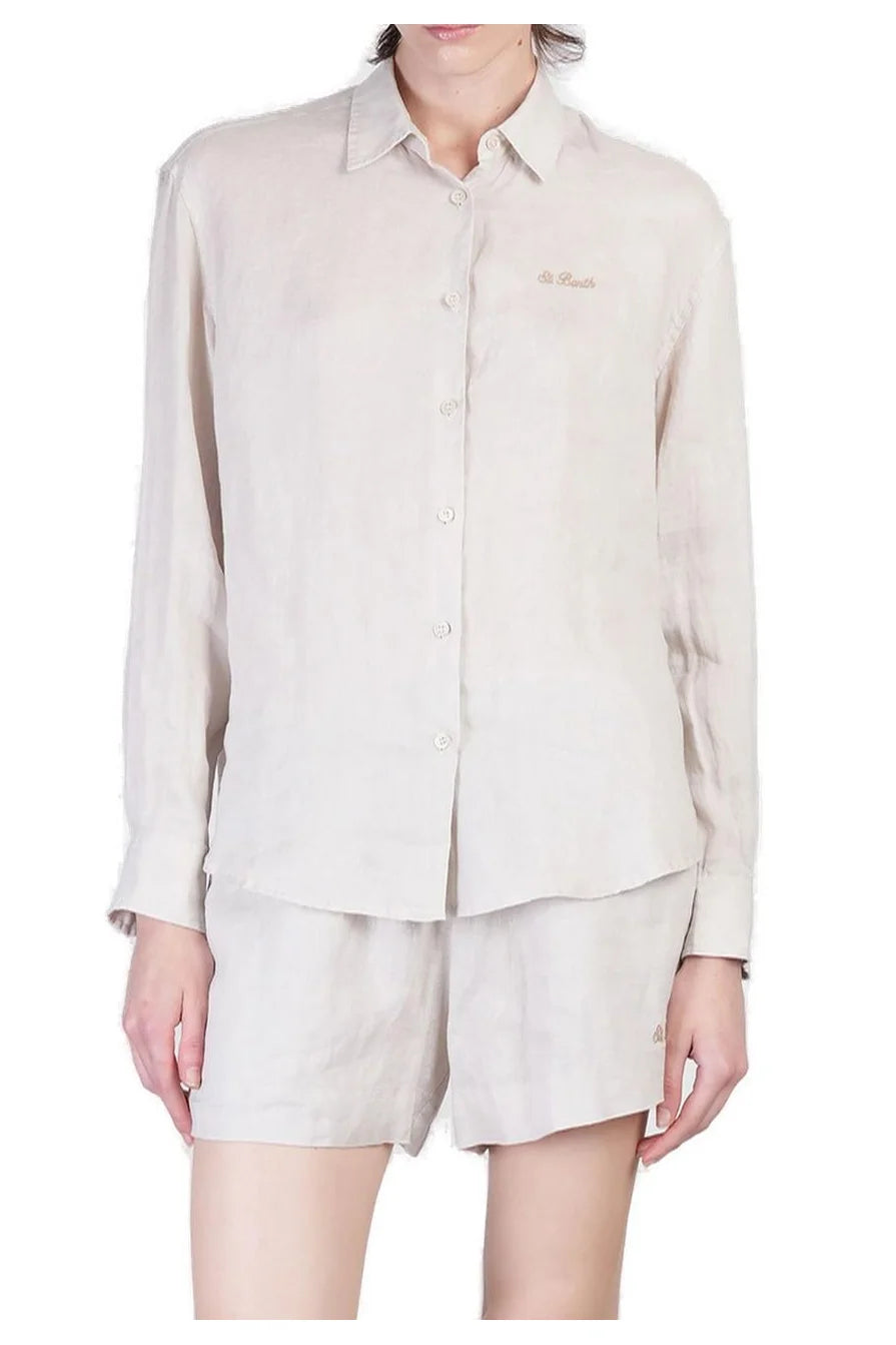 Load image into Gallery viewer, Meredith Beige Linen Classic Shirt
