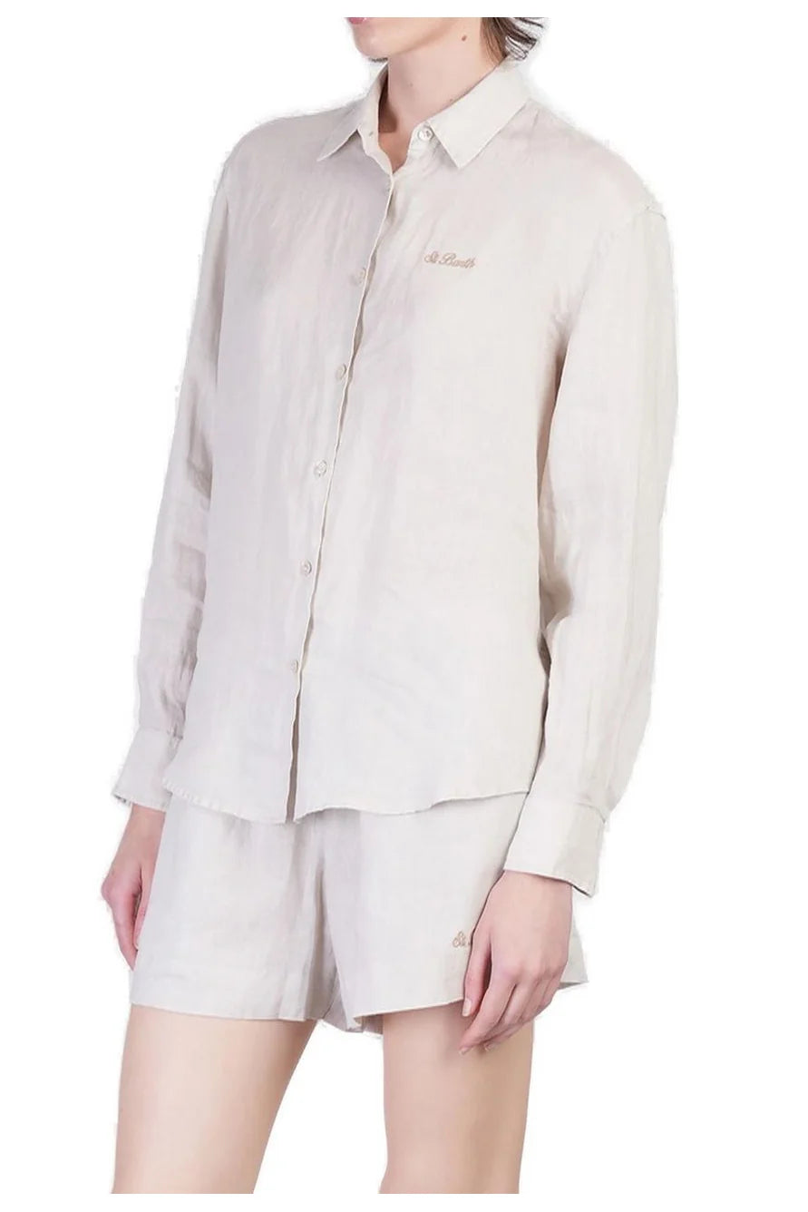 Load image into Gallery viewer, Meredith Beige Linen Classic Shirt
