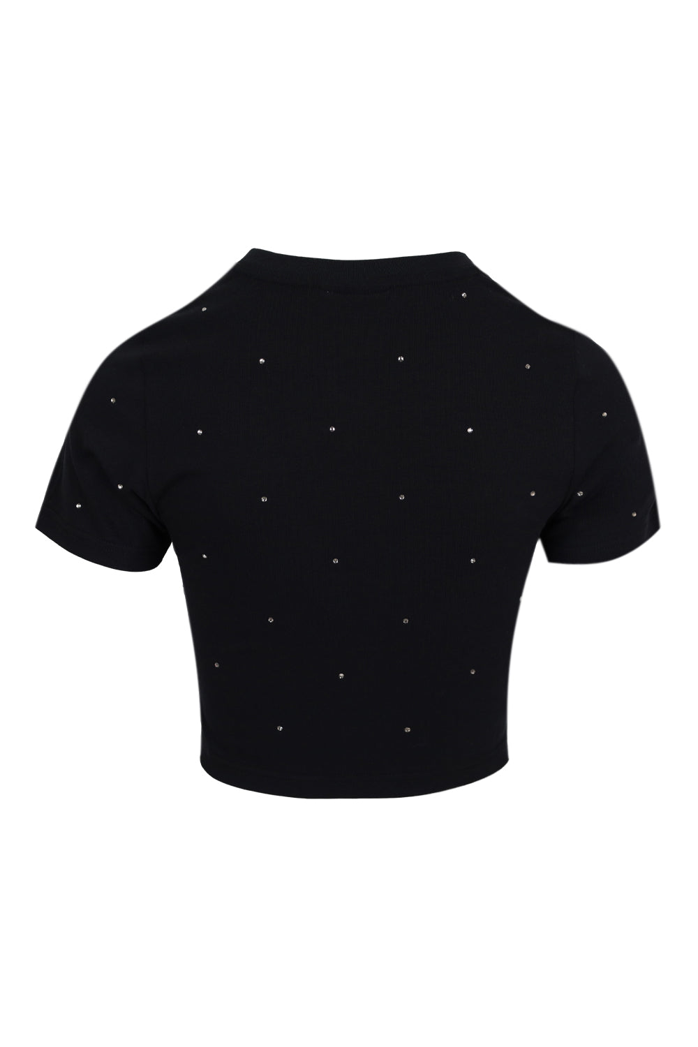Load image into Gallery viewer, Nives Cotton T-shirt with Rhinestone Embellishment Black
