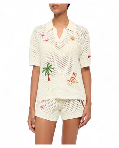 Pixie and Yvette Embroidered Knit Set Cream