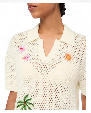 Pixie and Yvette Embroidered Knit Set Cream