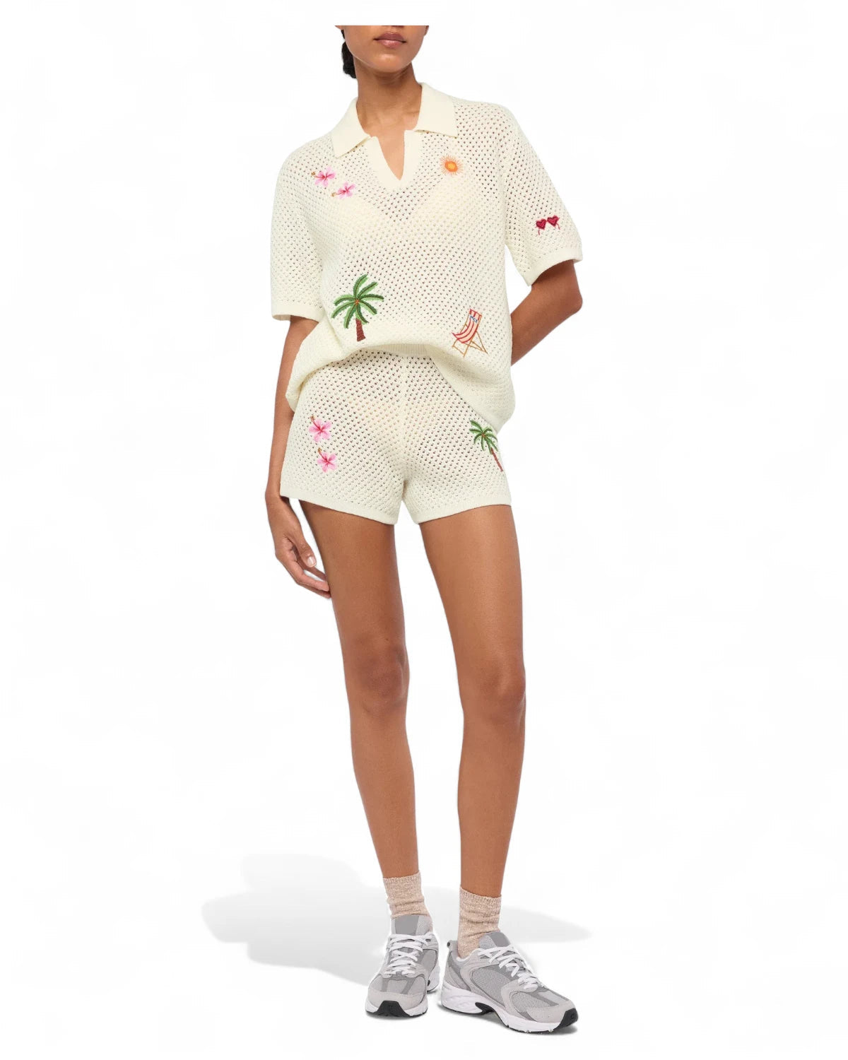 Load image into Gallery viewer, Pixie and Yvette Embroidered Knit Set Cream
