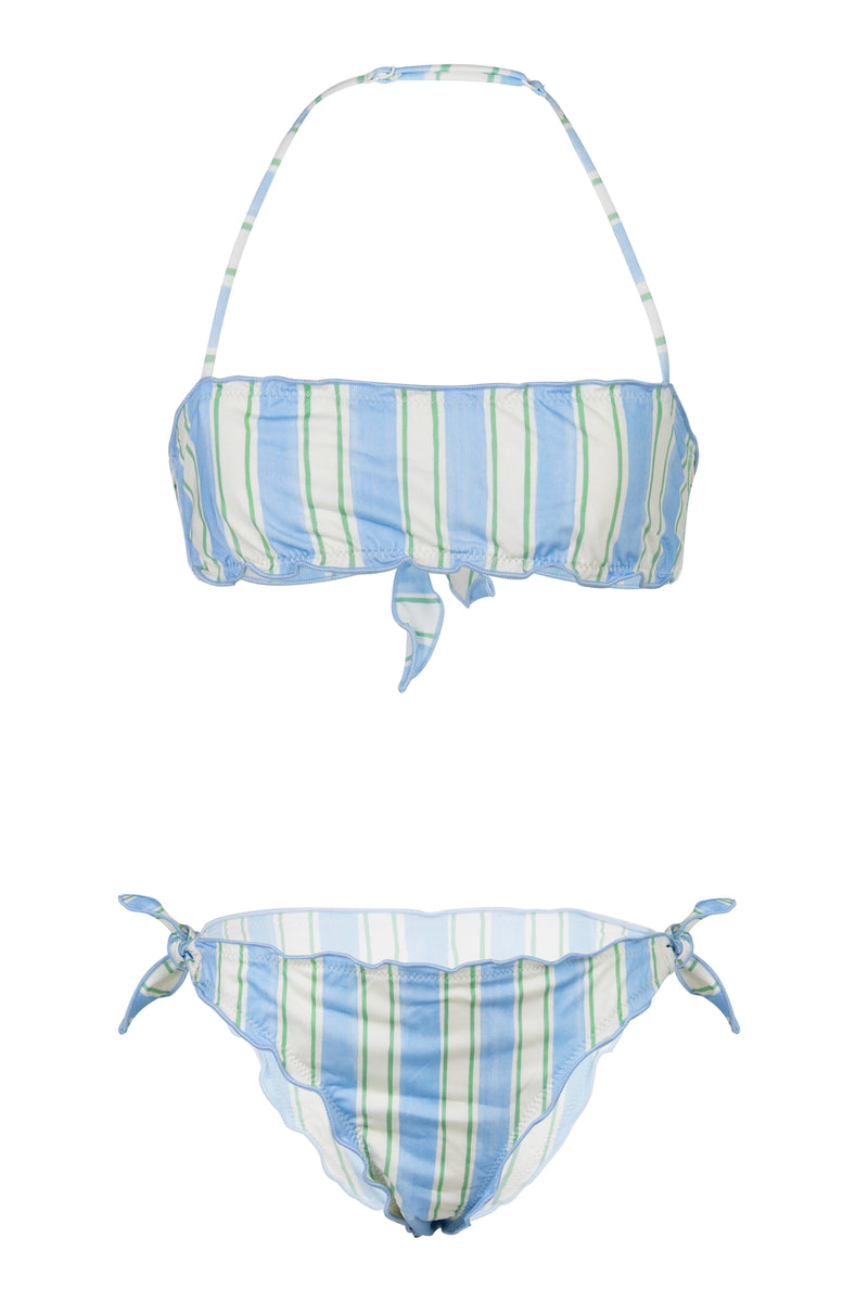 Emy Classic Bandeau Bikini With Blue Stripes