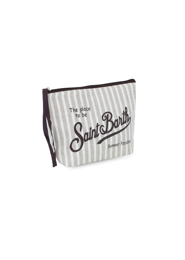 Aline Brown Stripes Pouch