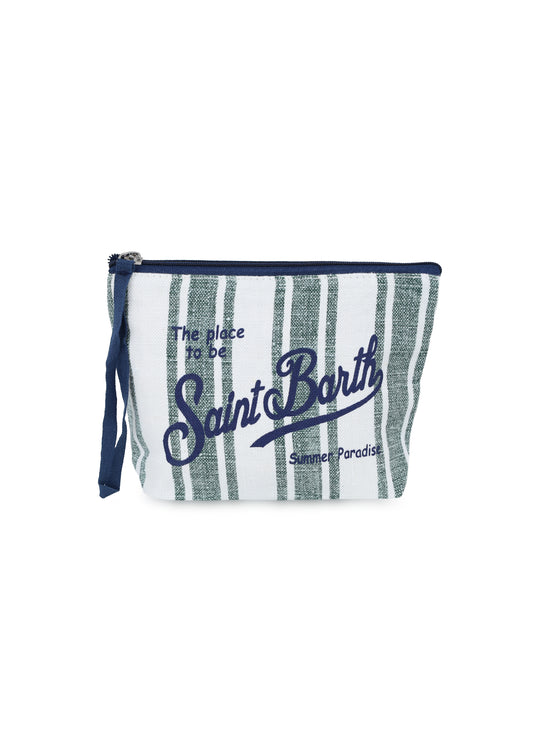 Aline Green Stripes Pouch