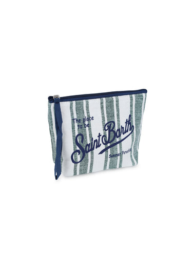 Aline Green Stripes Pouch