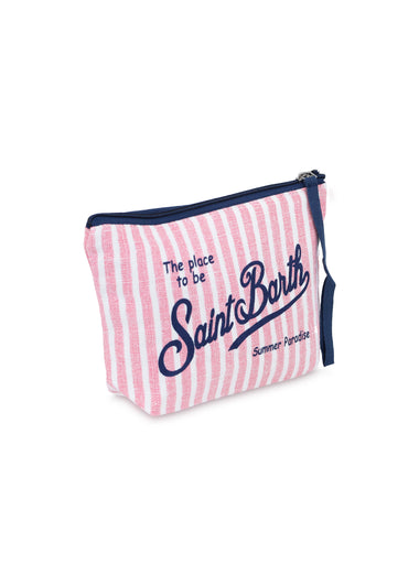 Aline Linen Pink Stripes Pochette