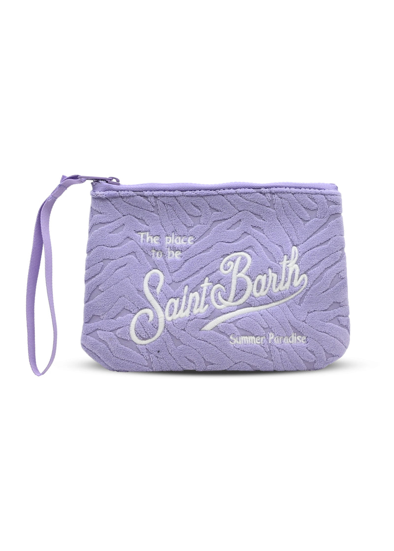 Aline Sponge Terry Embossed Zebra Lavender Pouch