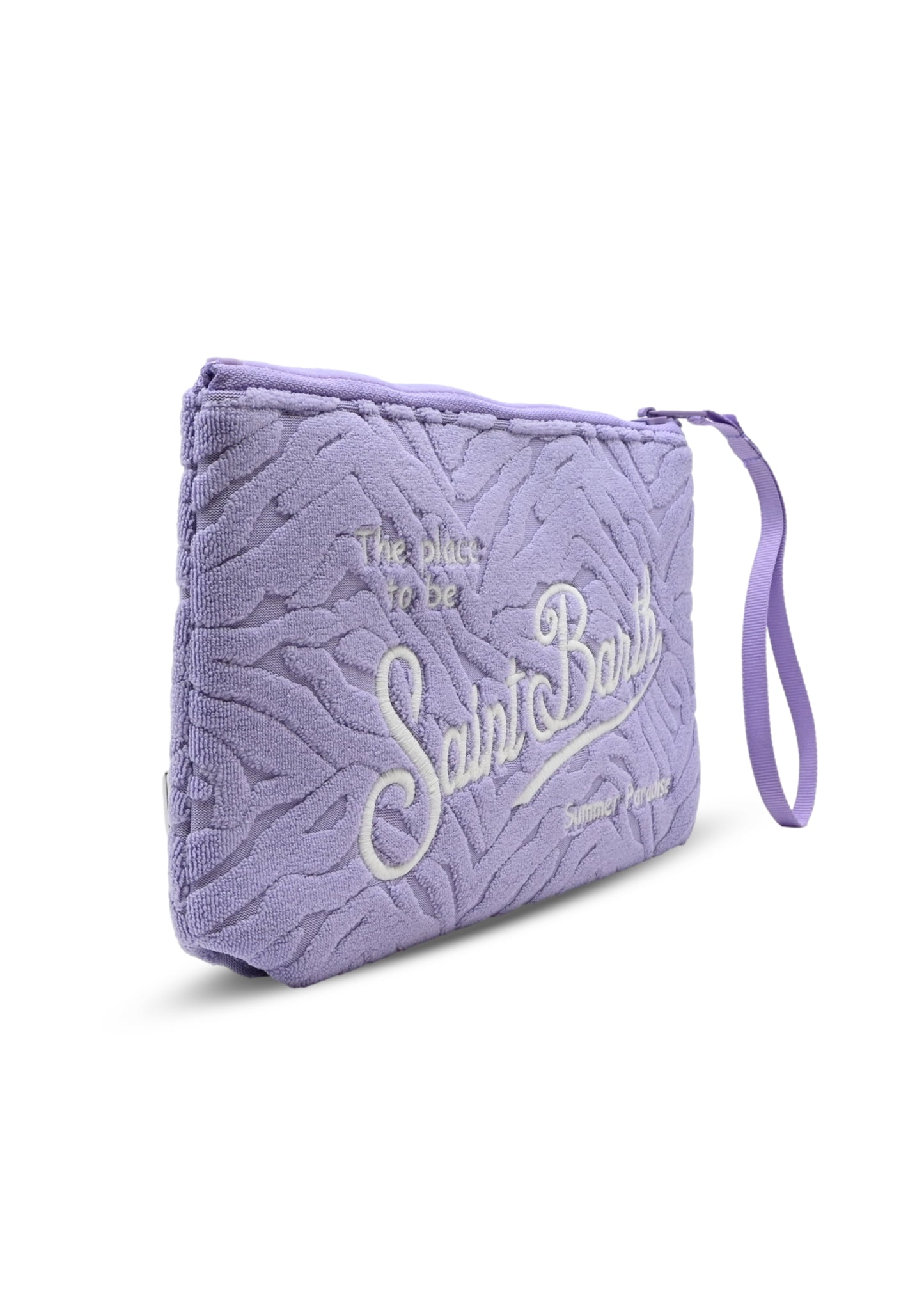 Load image into Gallery viewer, Aline Sponge Terry Embossed Zebra Lavender Pouch
