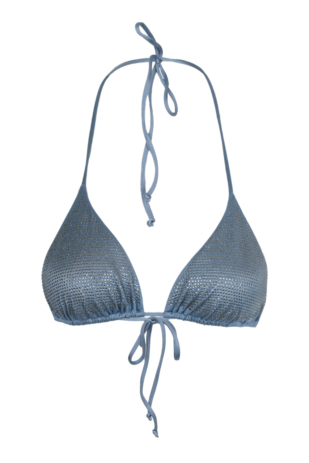 Load image into Gallery viewer, Annabelle Triangle Bikini Top Blue Shiny Strass
