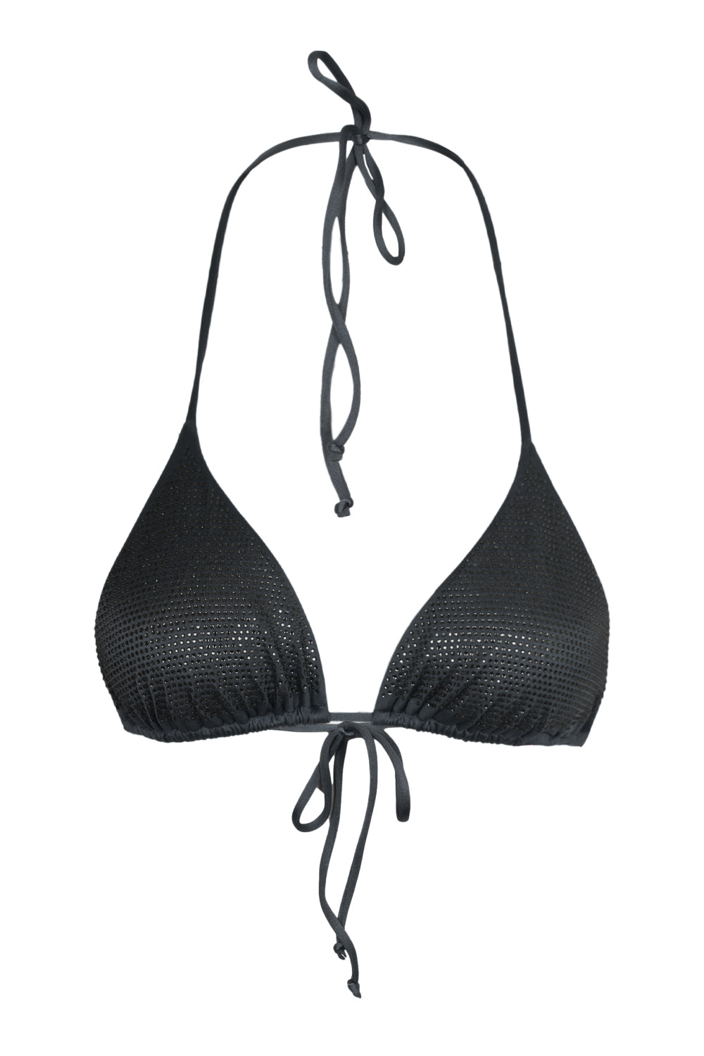 Annabelle Triangle Bikini Top Black Shiny Strass